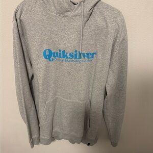 Quiksilver Light Gray Hoodie with Blue Logo